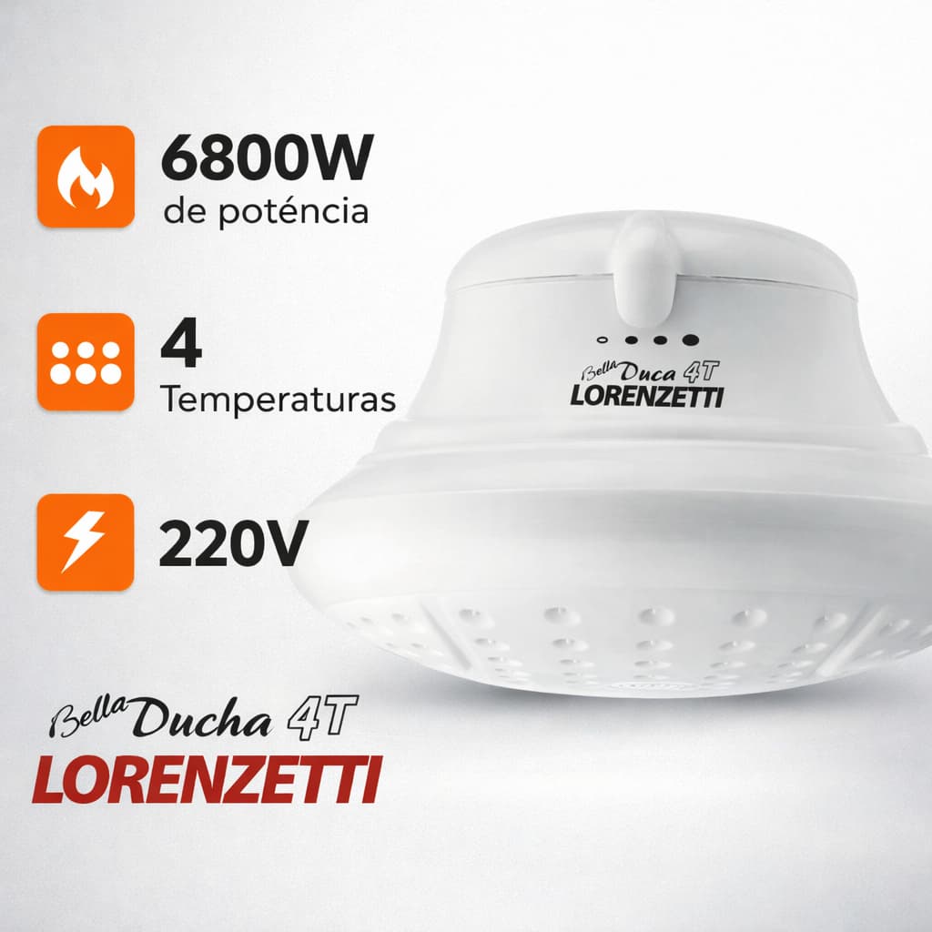Chuveiro Ducha Bella Ducha 4 Temperaturas Ultra - Lorenzetti Cor Branco 6800W 220V