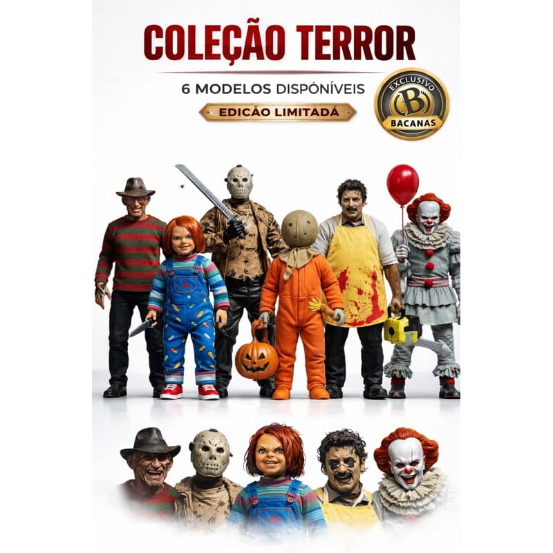 Bonecos Terror Colecionáveis 22cm Jason Freddy Chucky IT Pennywise Action Figure Horror Premium