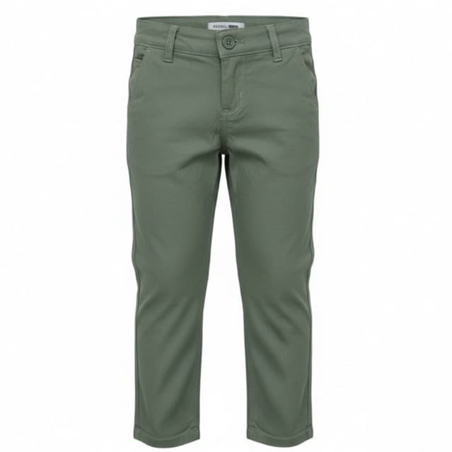 CALÇA INFANTIL/JUVENIL DE SARJA SPORT FINO VERDE OLIVA COM REGULADOR INTERNO NO CÓS (TAM 1 ao 16)