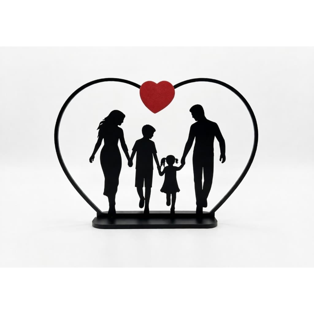 Enfeite de Mesa - Silhueta Família Completa - Decoração Personalizado - Presente
