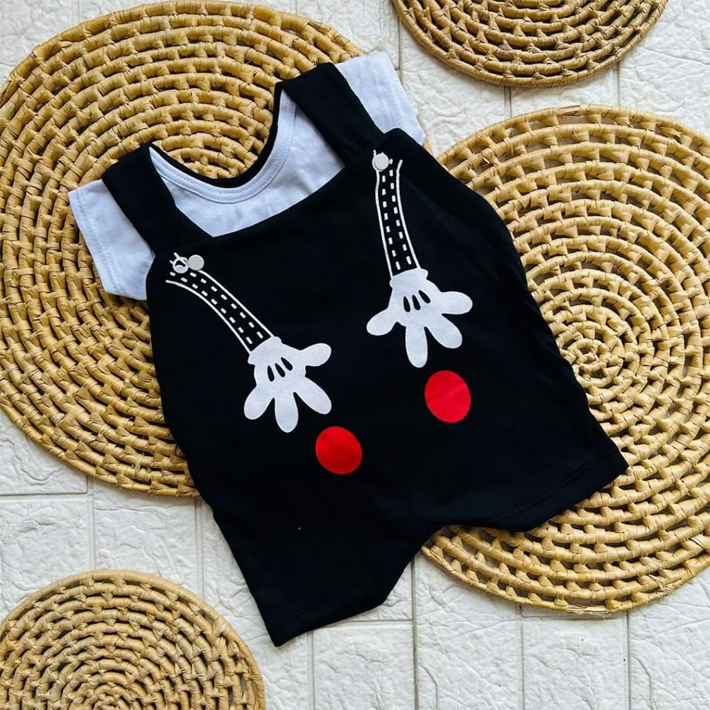 Roupa de Bebê Menino Conjunto Jardineira Curta e Blusa Mesversário