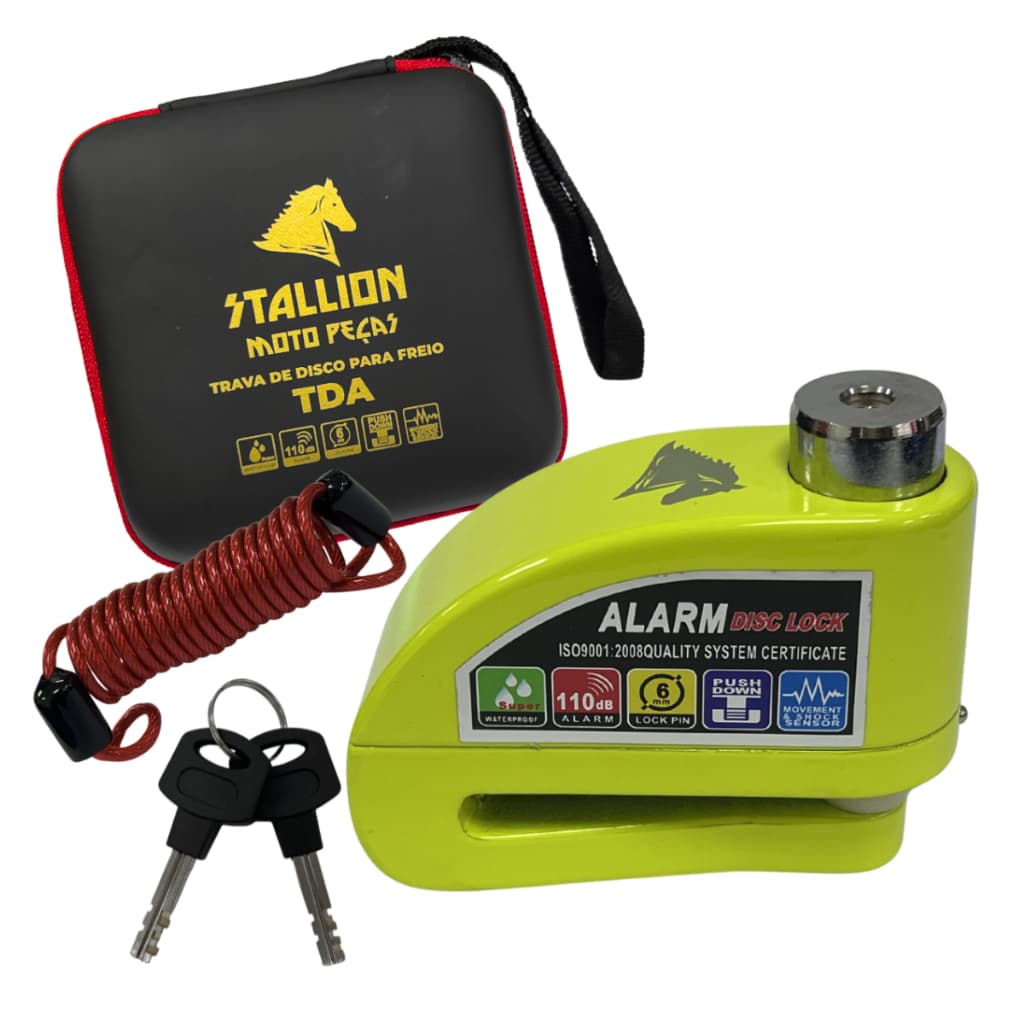 Trava Cadeado De Freio Disco Com Alarme Sonoro Para Moto A Cores