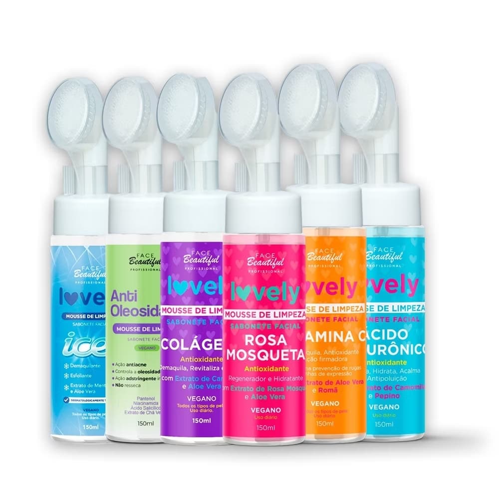 Sabonete Facial de Limpeza Demaquilante Mousse Skincare Lovely 150ml - Face Beautiful