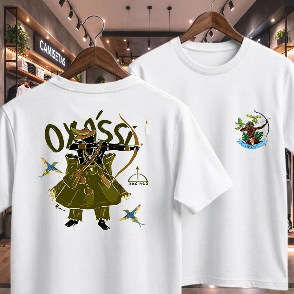 Camiseta Oxossi Umbanda 100% Algodão Fio 30.1 Premium Confortável Masculina Feminina