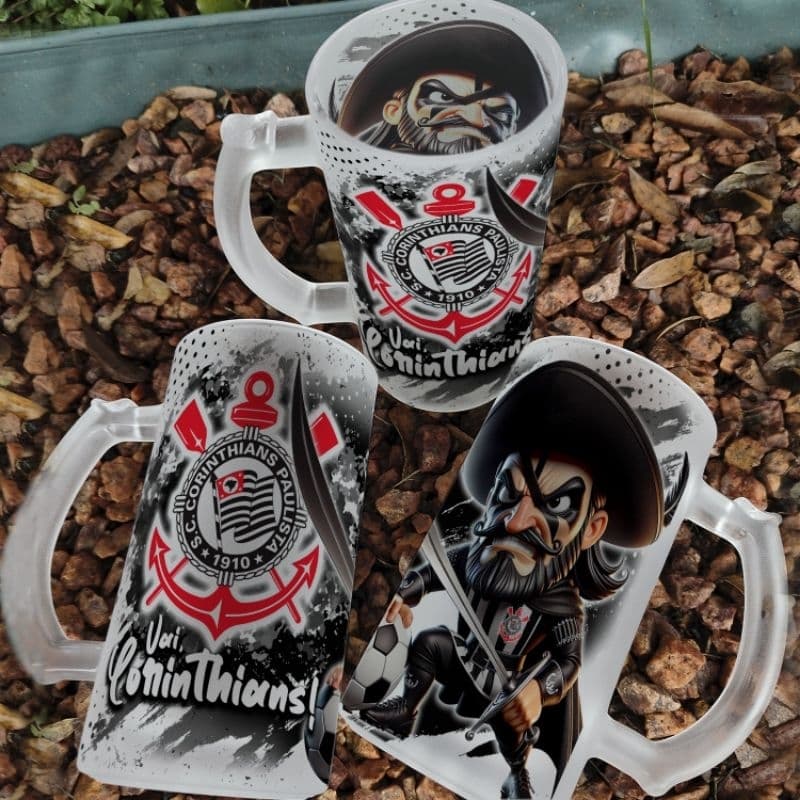 Caneca Chopp Jateada Personalizada com Nome Time do Coração | Presente para Torcedor