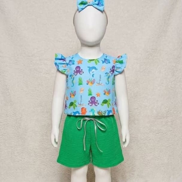 CONJUNTO  INFANTIL MENINA ESTAMPADO, 1 A 4 ANOS,BLUSA E SHORT,  PASSEIO, PARQUE, PRAIA,FESTA,ANIVERSÁRIO, BLOGUEIRINHA,