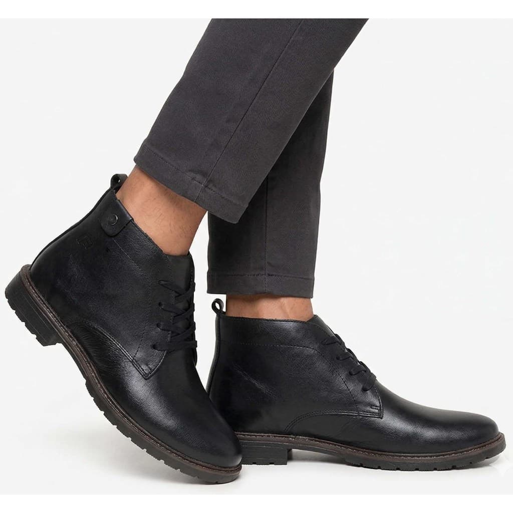 Coturno Masculino Bota Botinha Moderna Cadarço Couro Tratorado Elegante Versatil Motociclista