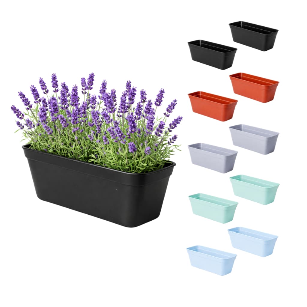 Kit 50 Floreiras Vaso Retangular Mini Preto Marrom Colorido 370ml Plástico Plantas Decoração Jardim