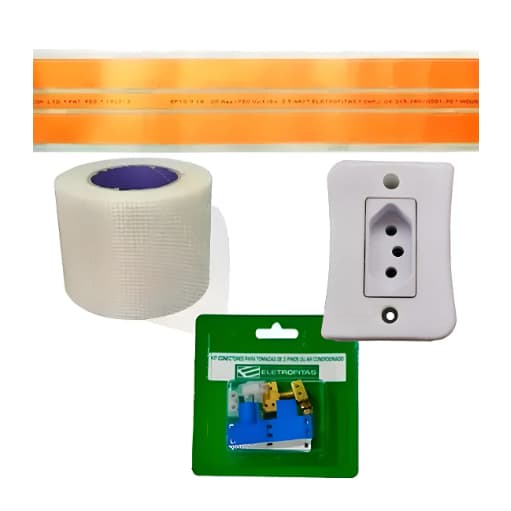 Kit Fita eletrica 20a 3 Pistas metros + Conector + Tomada