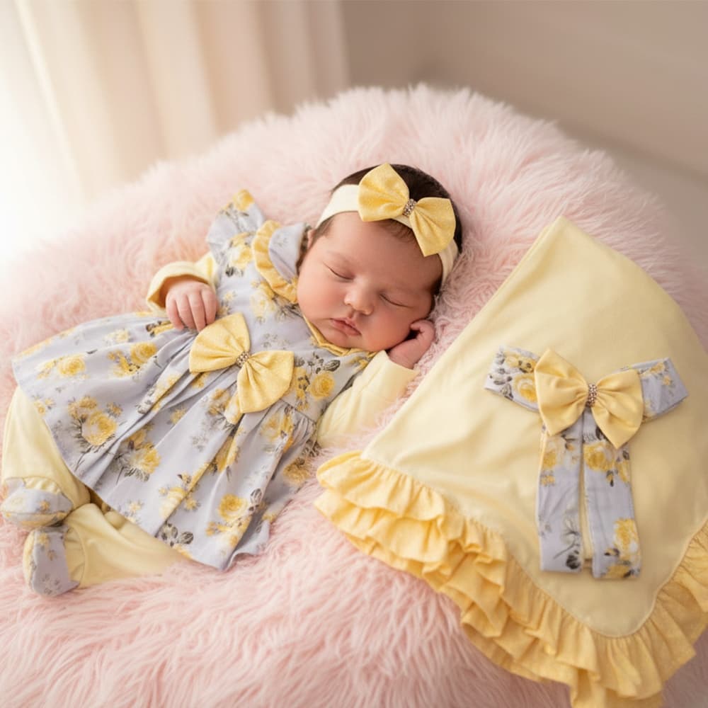 Saída de Maternidade Menina Aconchego Belinha Luxo 05 Peças