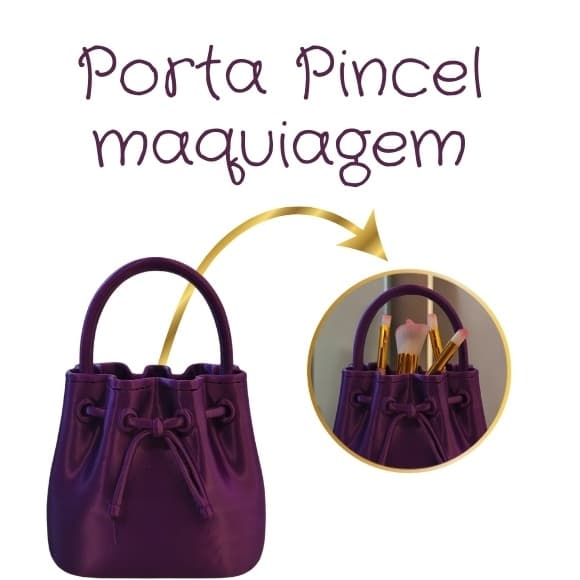 Porta Pincel de Maquiagem Formato Bolsa Organizador Multiuso Infantil