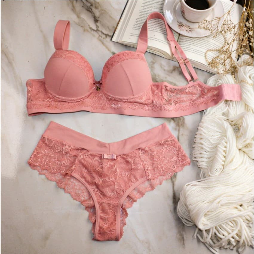CONJUNTO AURORA SUTIÃ COM ALÇA LARGA E CALCINHA FIO DUPLO