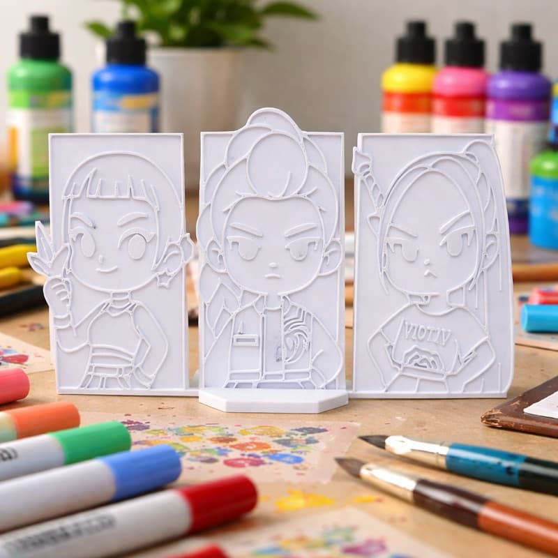 Painel em alto relevo Guerreiras K-pop para colorir e pintar , Rumi, Mira, Zoey / criança-escola-caneta acrílica-