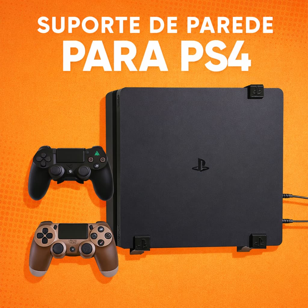 Suporte PS4 Slim de Parede Com Suporte Para Controle