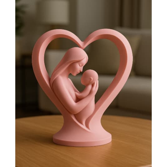 Presente Dia das Mães Escultura Coração Mãe e Filho Moderna - Decoração Estátua Mãe e Filho Coração