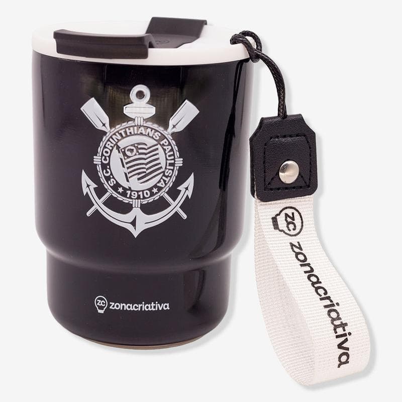Copo Térmico Corinthians 400ml 2 em 1 Bico ou Canudo - Zona Criativa - Copo do Timão