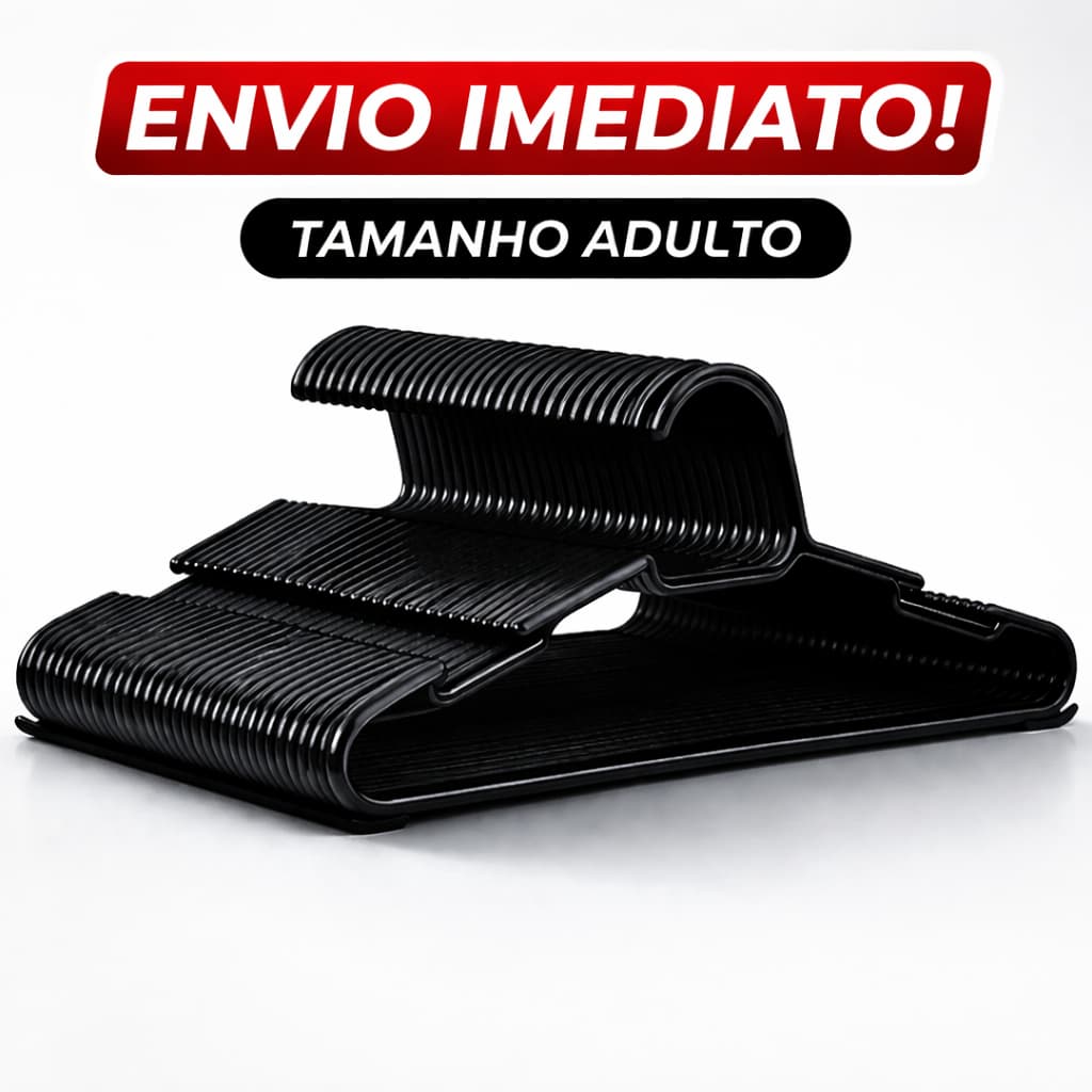 Cabide Adulto Preto Cabides Slim Para Roupas Reforçado Organizador Arara Resistente