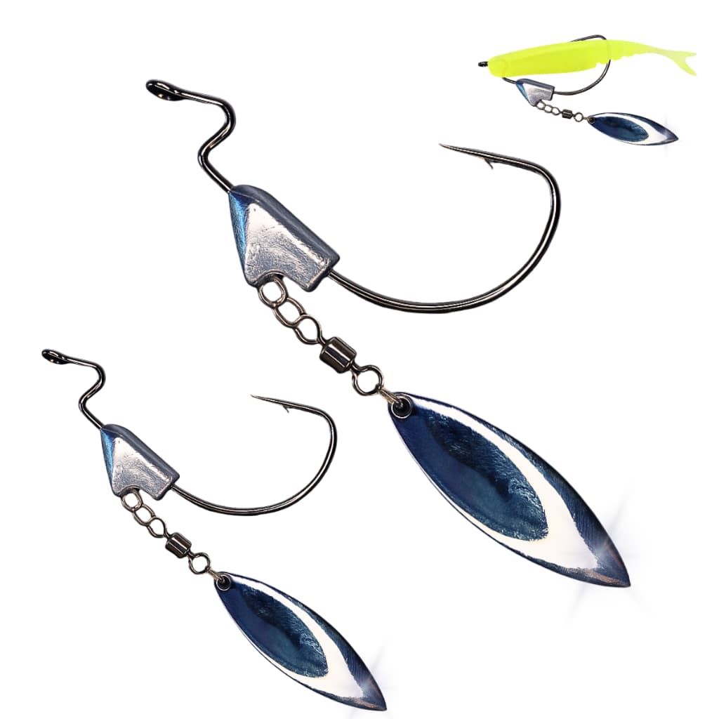 Anzol Underspin Offset Kit 2un EWG Black Nickel Anti Enrosco Isca Artificial Soft Super Resistente