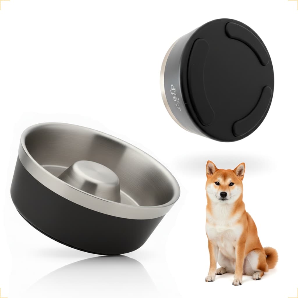 Comedouro Tigela Inox Lento 1,7L Para Cachorro Médio Grande Antiderrapante Alimentação Saudável Pet