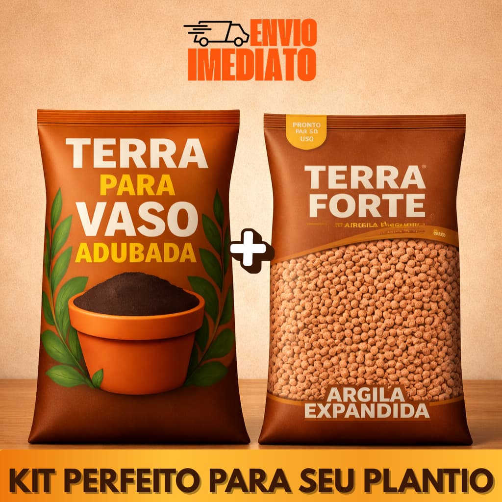 Kit Plantio Terra Vegetal Adubada Peneirada + Argila Expandida - 2kg/5kg/10kgr Jardim Jardinagem