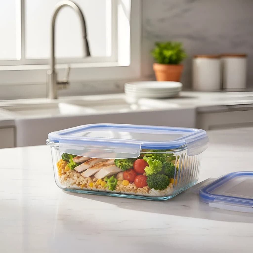 Pote Vidro Hermética Borossilicato Tampa Silicone azul 1040ml Alimentos Marmita Organizador Lehavi