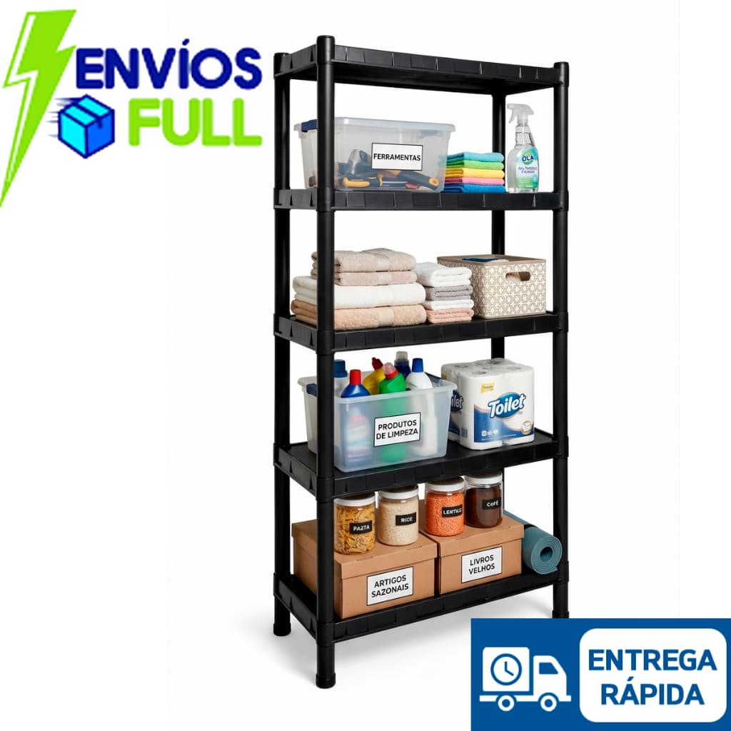 Estante Modular Multiuso 2 a 5 Prateleira Pé Organizador Cozinha Banheiro Quarto Plástico Resistente