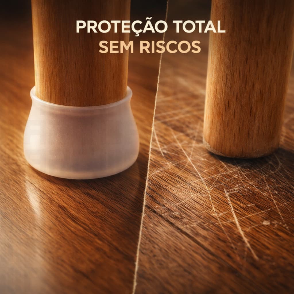 Protetor de Silicone para Pés de Cadeira Anti Risco Anti Ruído Antiderrapante – Capa Protetora para Móveis, Mesa e Sofá
