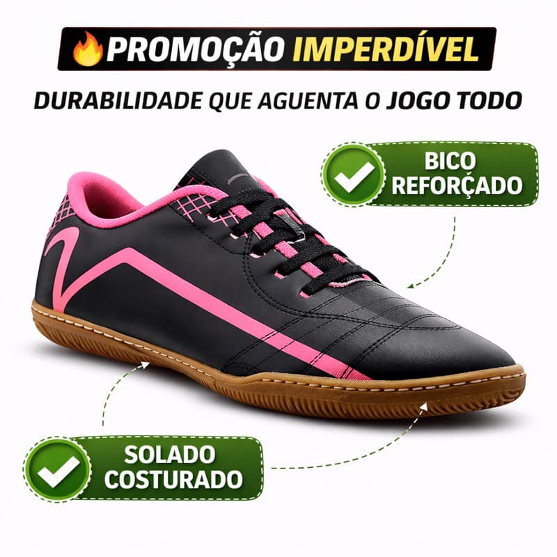 Chuteira Futsal Impact Pro Grip – Sola Costurada e Máxima Durabilidade do 26 ao 43