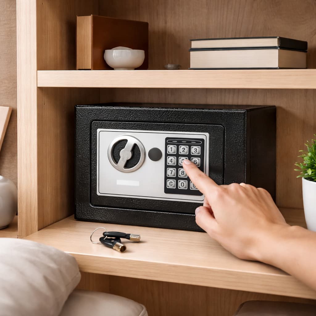 🔐 Cofre Digital Eletrônico com Senha e Chave Aço Reforçado Segurança Residencial Compacto 💰