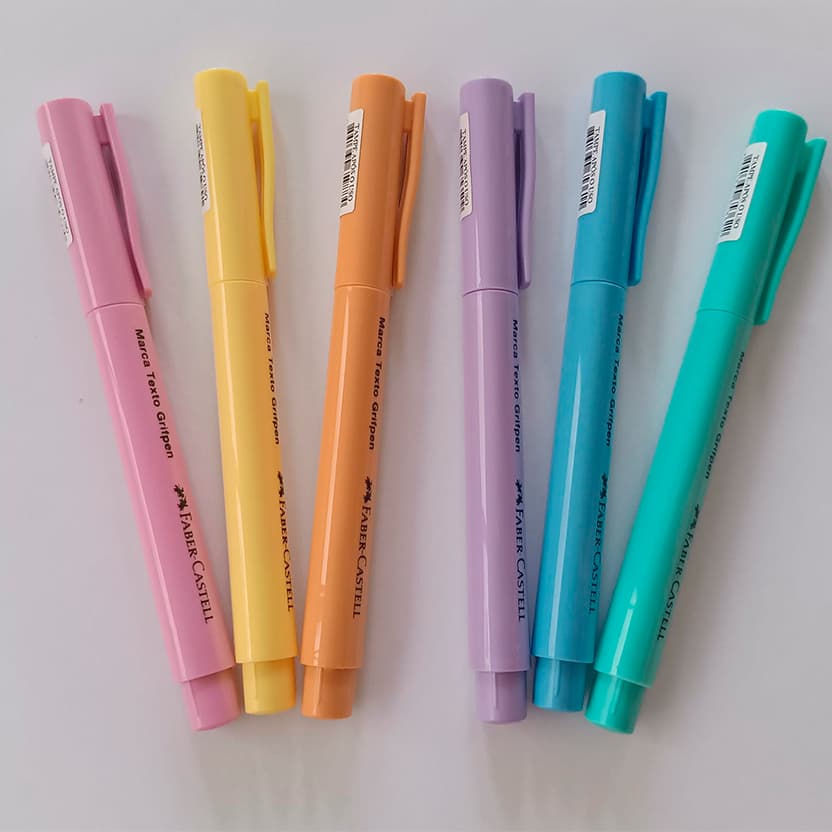 Kit 6 Marca Texto Pastel Faber Castell Grifpen