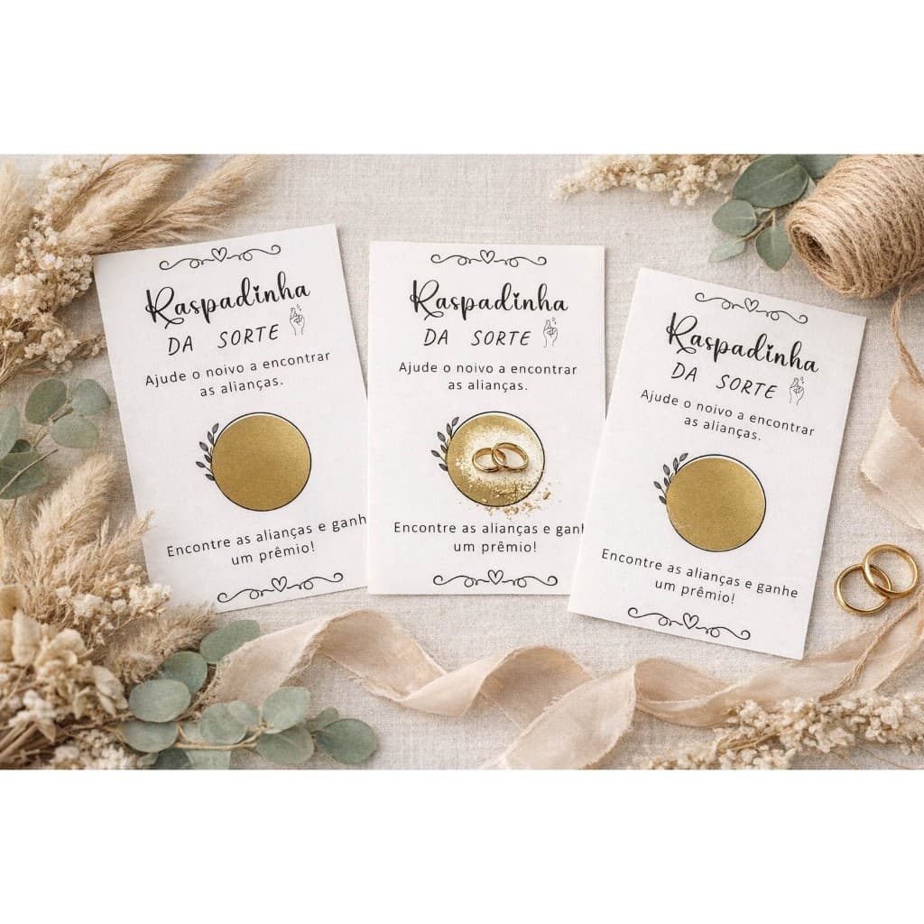 Raspadinha para Casamento - Brincadeira Ache as Alianças - Raspadinha para Chá de Panelas