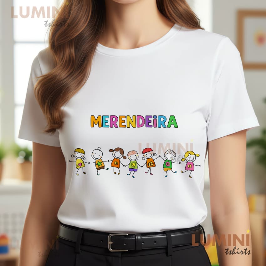 Blusa Tshirt Feminina MERENDEIRA profissão Merendeira escola Moda plus size