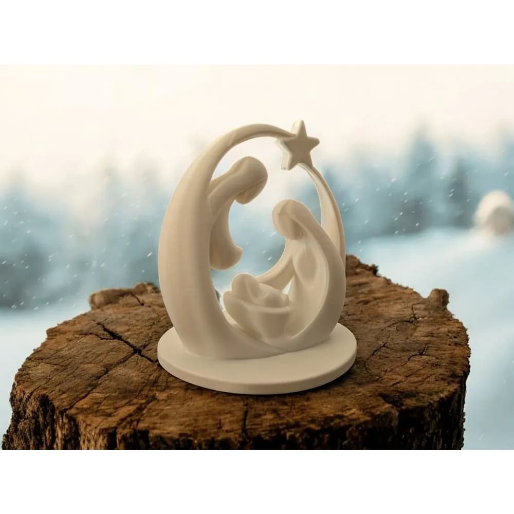 Presépio Sagrada Família Escultura Moderna Natal Decoração Minimalista Estilizada Enfeite Elegante