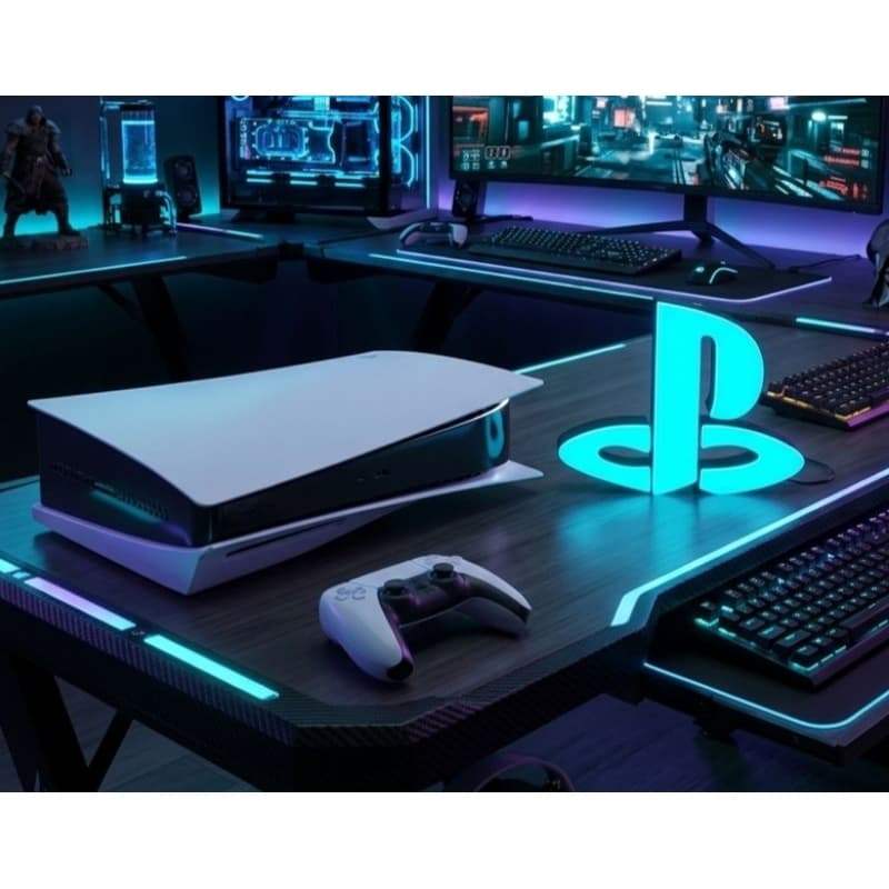 Luminária Logo Playstation 3D LED Azul - Decoração Gamer Premium PETG + Fonte 12V Inclusa