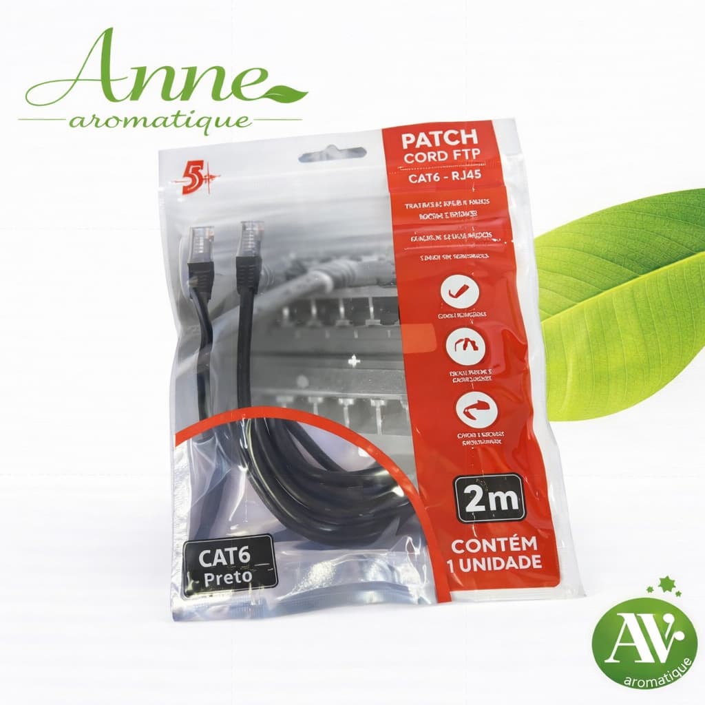 CABO REDE PATCH CORD CAT6 BLINDADO PRETO 2M