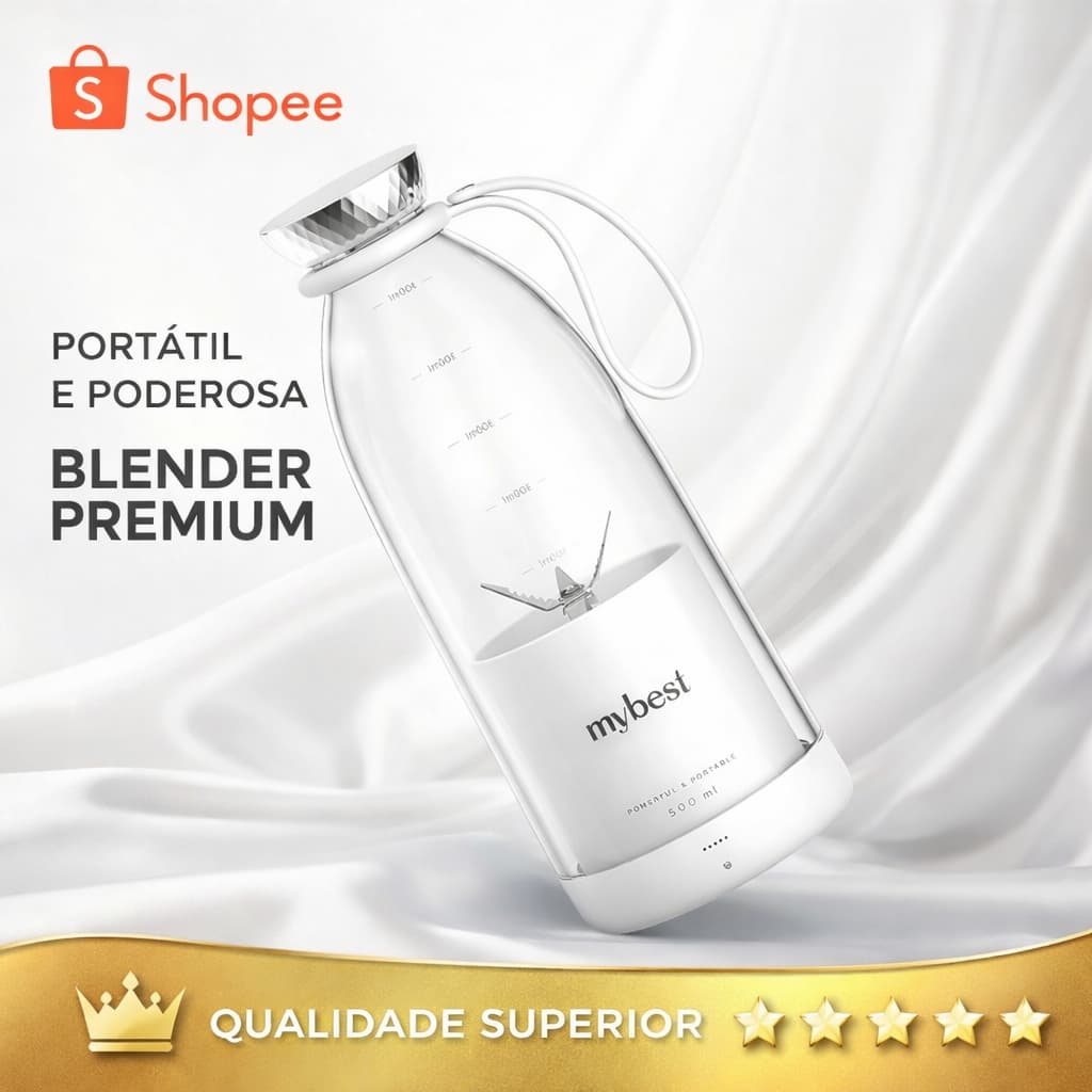 Liquidificador Portátil Compacto 500ml De Alta Potência Recarregável USB Mini Blender