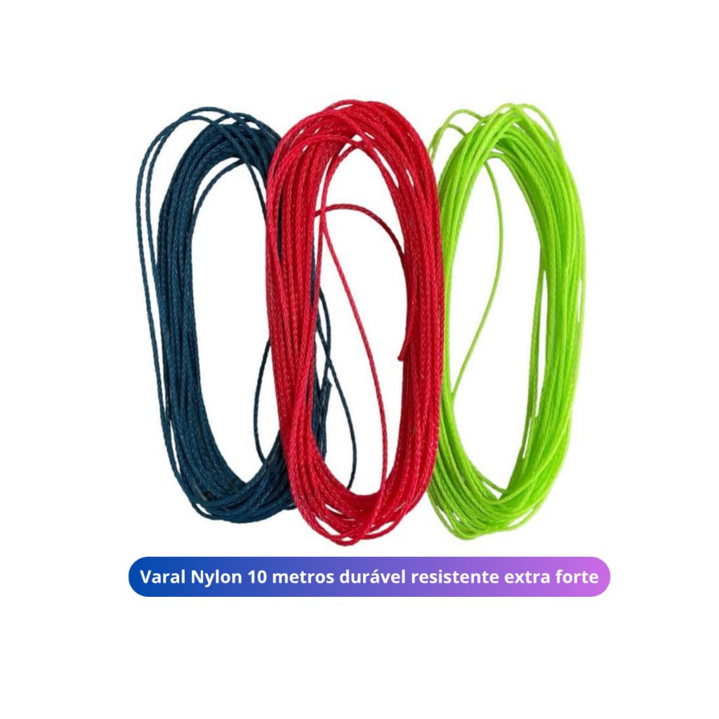 Kit Varal de corda nylon 3 Unidades de 10 metros extra forte para roupas 30 metros