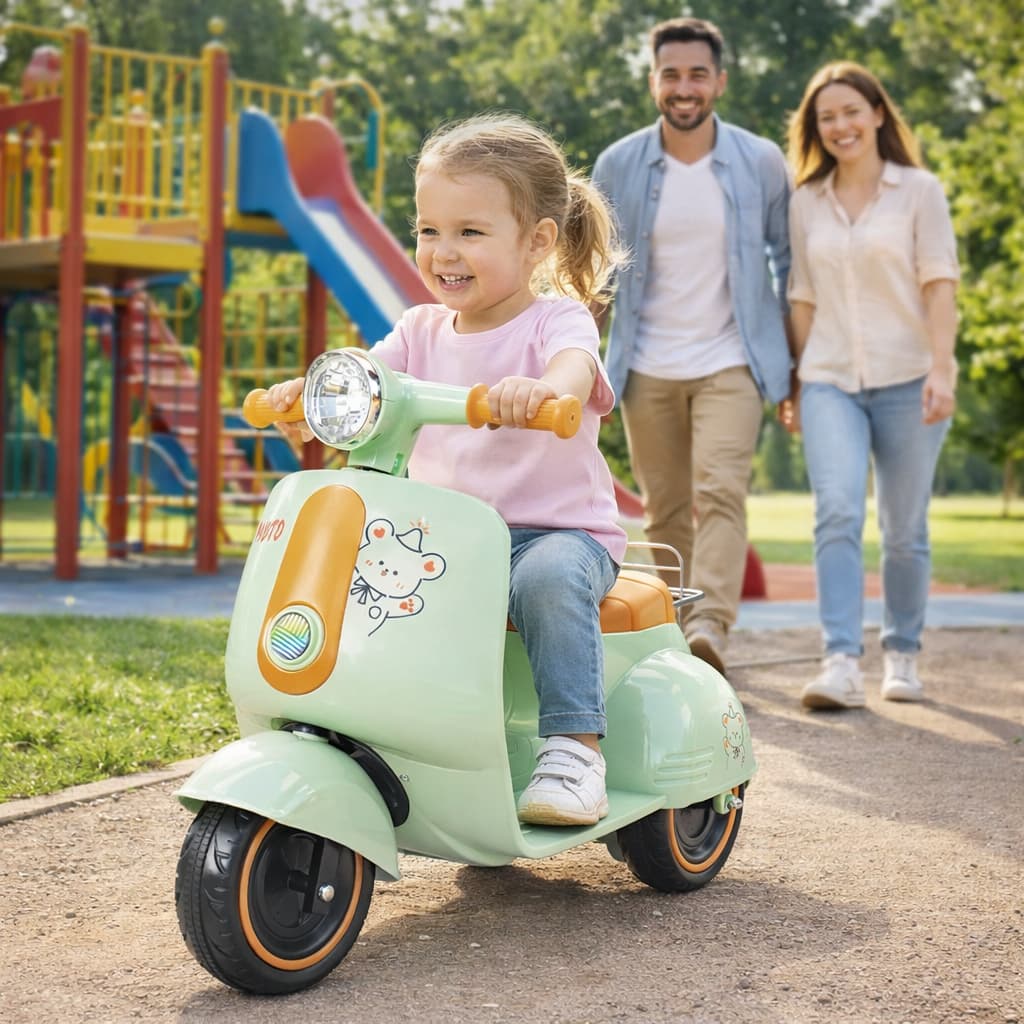 Moto Eletrica  Triciclo Infantil 2 Rodas Com Luzes Sons Acelerador Pedal Marcha Re Power Bateria Recarga