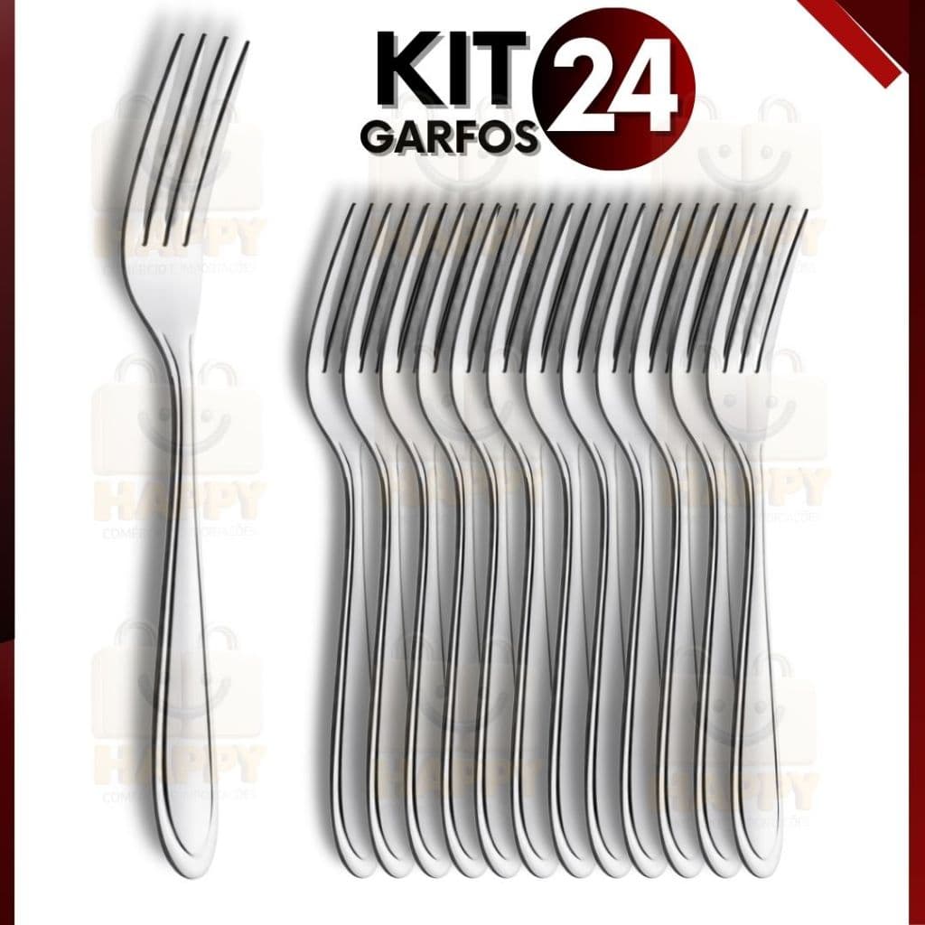 Kit 24 Garfo de Sobremesa Inox 13,5cm Resistente Ideal para Uso Diário Cozinha Restaurante