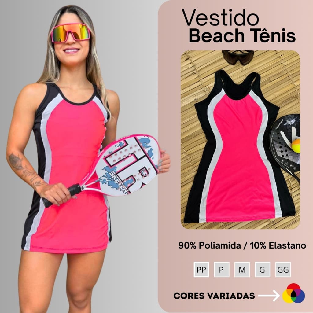 Vestido Beach Tennis Feminino Poliamida Fitness Do PP ao GG