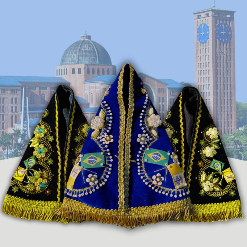 Manto de Nossa Senhora Aparecida 20 cm - Veludo de Luxo