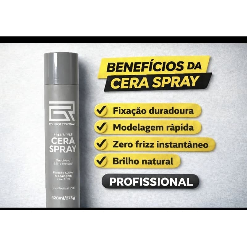 Cera Spray 420ml Rafael Gasparim - Fixação Leve e Alinhamento Profissional