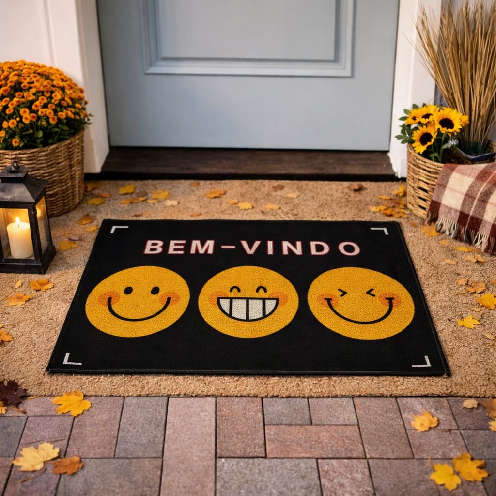 Tapete Bem Vindo Para Porta Entrada Capacho Decoração Antiderrapante 40x55 cm