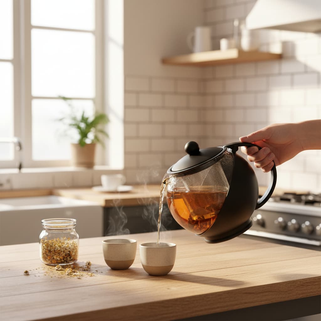 Chaleira de Vidro Borossilicato 750ml com Infusor Inox  ideal para preparar chás de forma prática