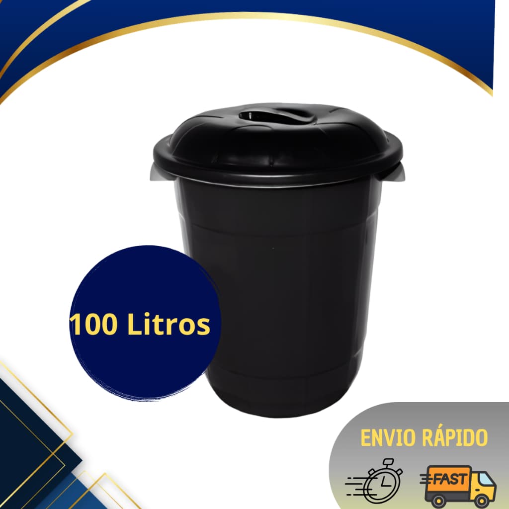 Lixeira Cesto Cestão Multiuso Lixo 100 Litros Reforçado Preto Cozinha e Banheiro
