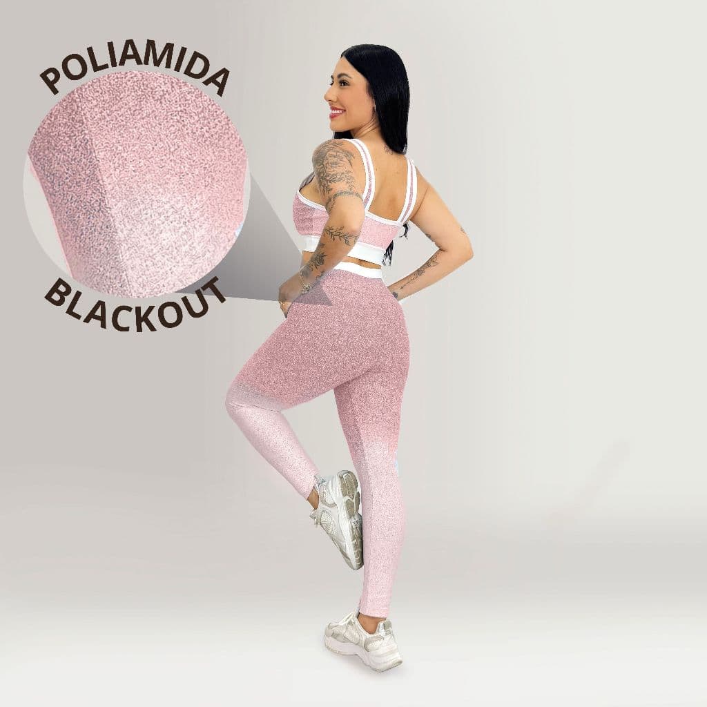 Conjunto Fitness Feminino Backout Degradê Jacquard Compressão para Academia
