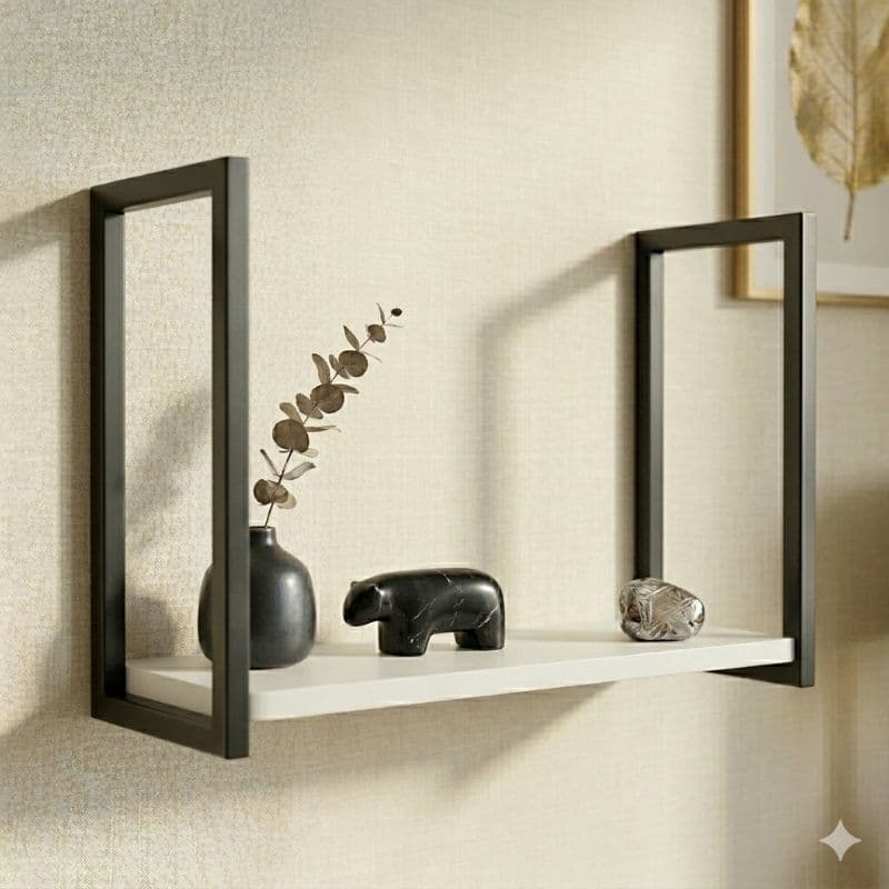 Kit Prateleira Industrial Madeira 55x20cm Suspensa Ferro Metalon MDF Sala Quarto Cozinha Decoração Parede