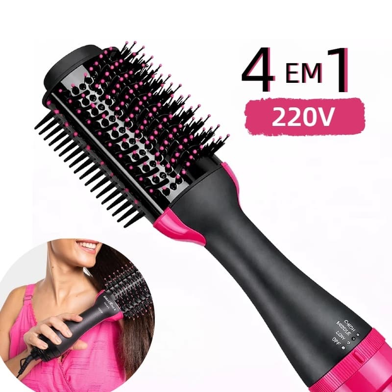 Escova Secadora One Step 220V 4em1, Escova Ar Quente Alisa e Modela Cabelo | Envio Imediato