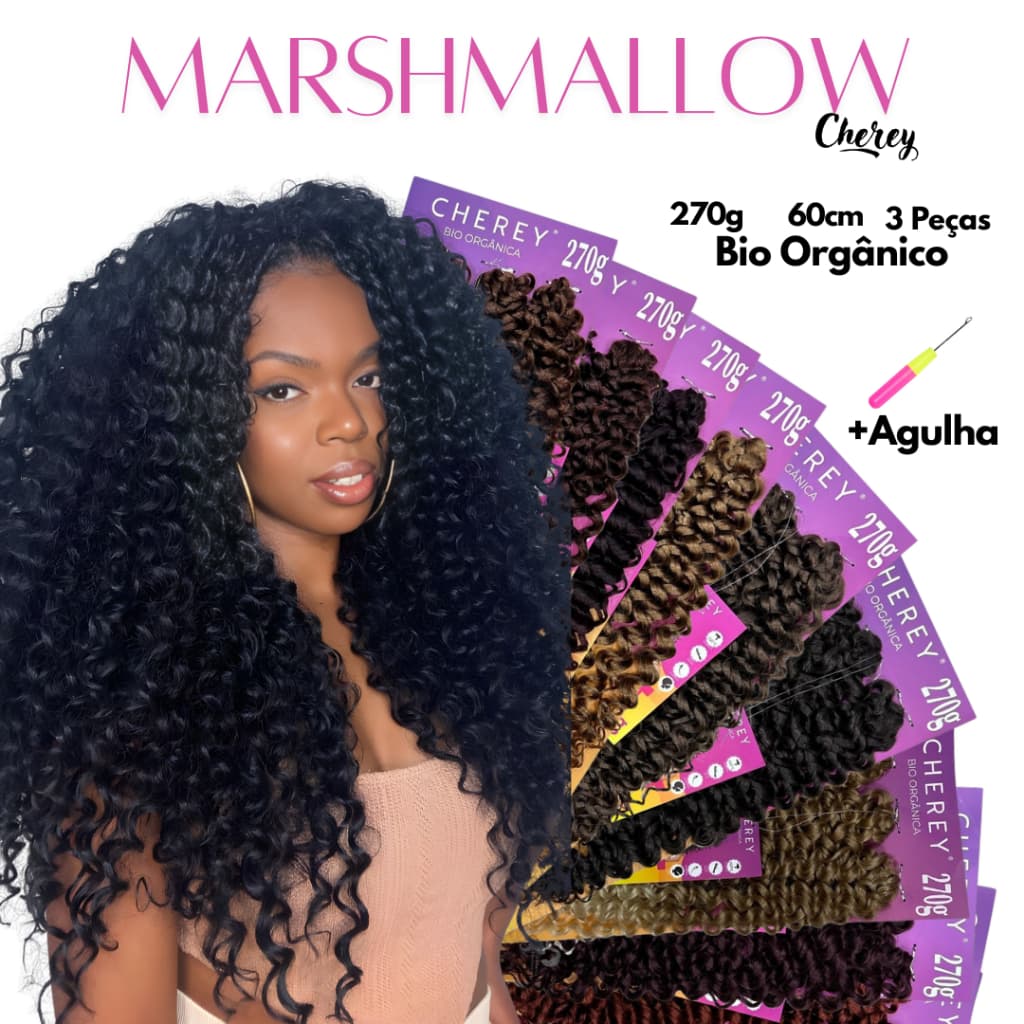 Cabelo Bio Orgânico Cacheado Cherey 270g Crochet Braid Marshmallow 60cm