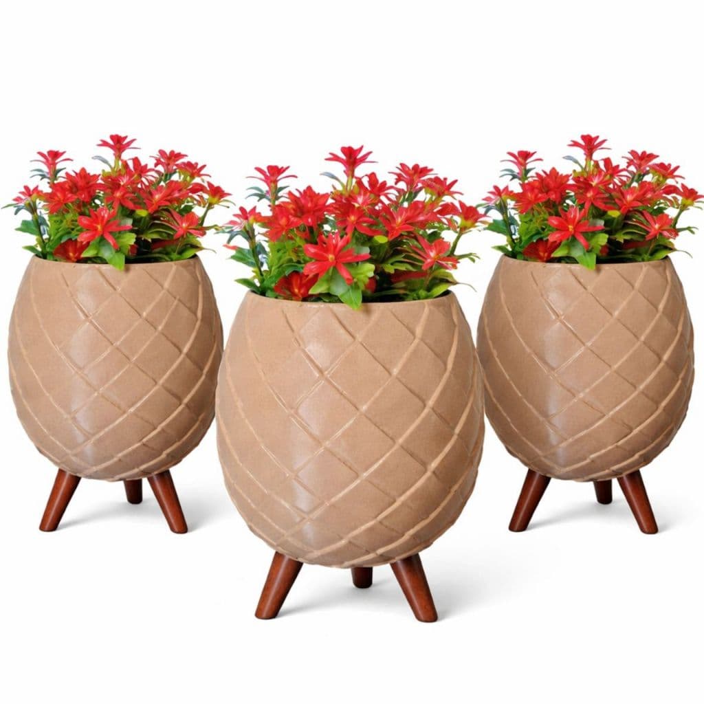 Kit 3 Vasos Decorativos Cachepô Espiral para Plantas Artificiais Detalhe de Natal para Sala e Rack